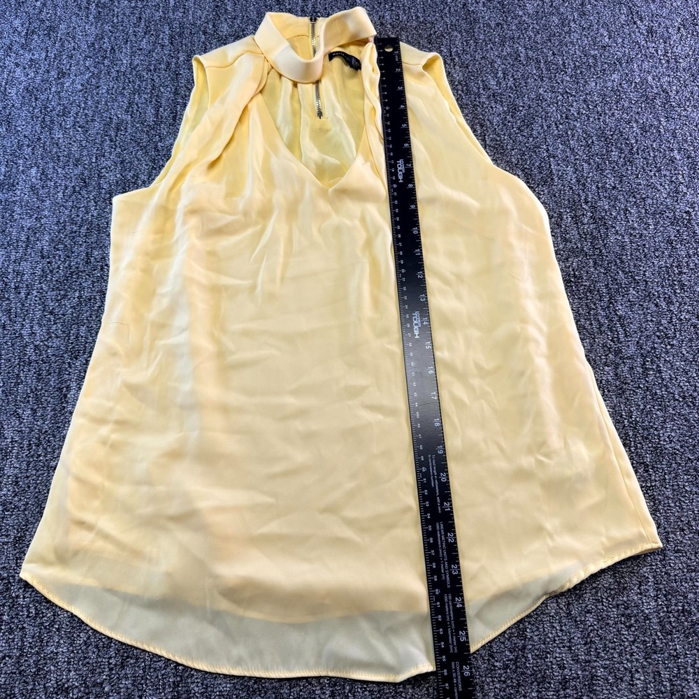 White House Black Market Blouse Top Womens 6 Yellow Lined Sleeveless Back Zip - Picture 9 of 16
